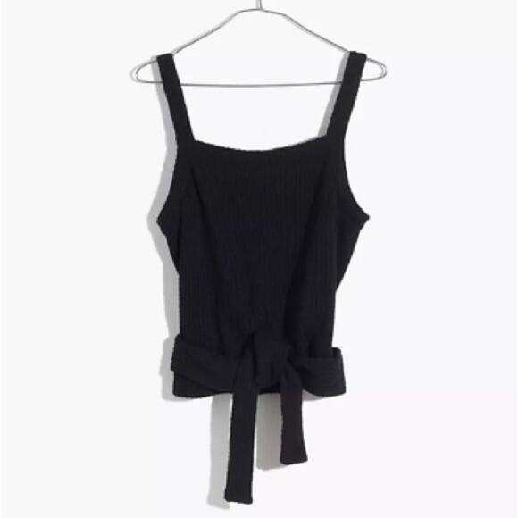 Madewell Texture & Thread Black Stretch Knit Waist Tie Tank Top Size XS - Picture 1 of 6